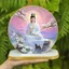 Tranh phật quan âm để bàn tráng gương cao cấp hình tròn tặng kèm đế Xưởng Tranh Việt Tín