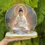 Tranh phật quan âm để bàn tráng gương cao cấp hình tròn tặng kèm đế Xưởng Tranh Việt Tín