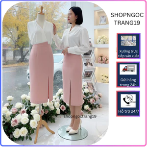 2 Lớp Chân Váy Bút Chì 70cm Sẻ Đùi Cách Điệu Cạp Lệch Siêu Hót Cho Các Nàng Chất Liệu Vitex Loại Đẹp SHOPNGOCTRANG19 186