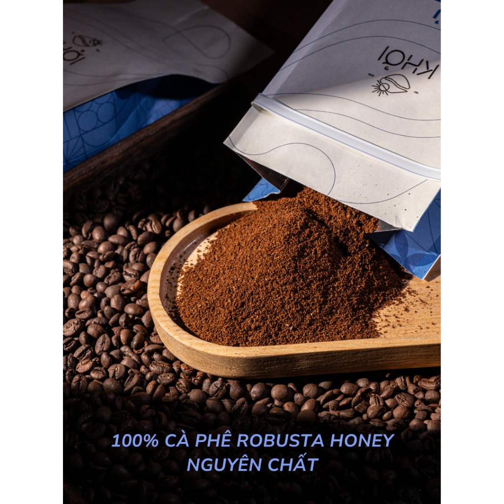 Cà phê Robusta honey Khởi Café "Ủ" rang xay nguyên chất dành cho pha phin đậm đà hậu ngọt