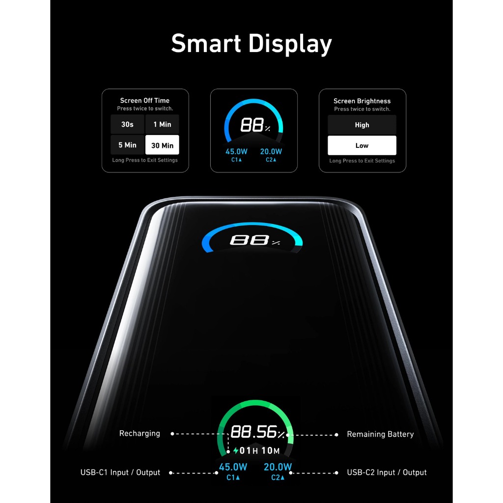 ANKER Prime Fusion A1339 Sạc dự phòng 65W 9600mah kiêm cốc sạc nhanh, kèm cáp Type C | Bản Quốc tế