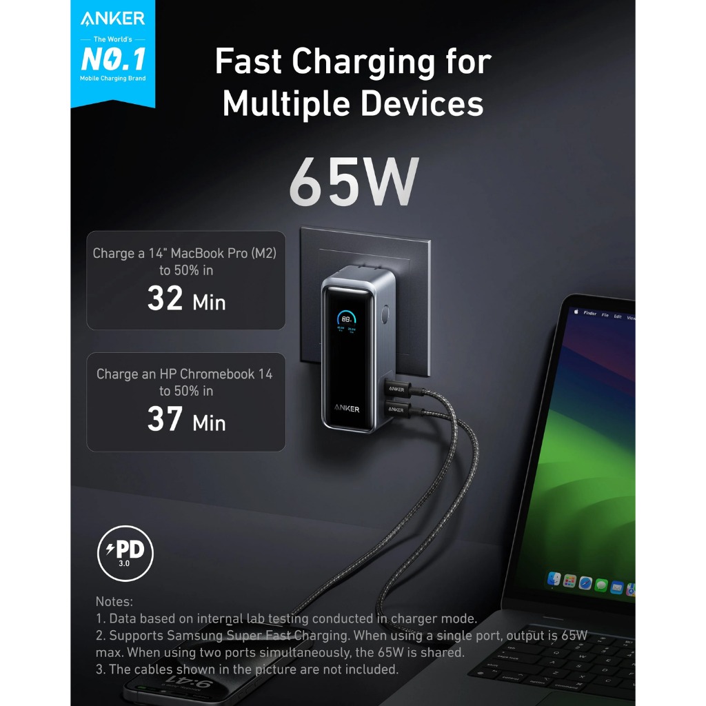 ANKER Prime Fusion A1339 Sạc dự phòng 65W 9600mah kiêm cốc sạc nhanh, kèm cáp Type C | Bản Quốc tế