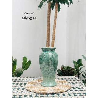 Bình hoa dáng đùi dế miệng lượn cao 30cm gốm sứ Bát Tràng, phù hợp decor nhà cửa, trang trí nội thất,…