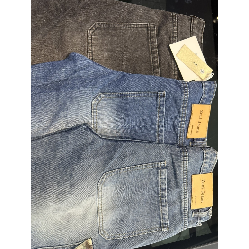 Quần short Jean nam Quảng Châu cao cấp phom to đại quần túi hộp phối dàn di xước rách phong cách thể thao nam tính 1182