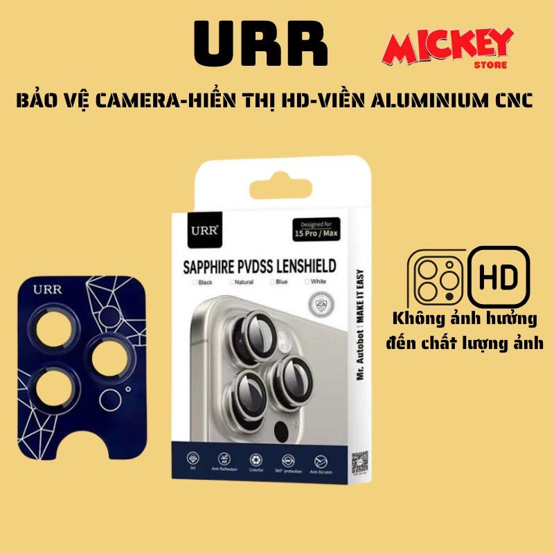 Kính cường lực Camera Sapphire URR - PVD 2 tầng trong suốt cho IPhone 17ProMax,16,15ProMax,14ProMax