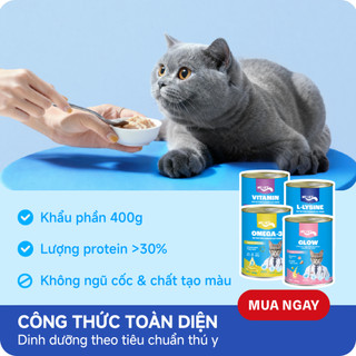 [MỚI] Thức Ăn Cho Mèo MRVET Dạng Pate Lon 400G Tiêu Hóa, Sáng Mắt, Mượt Lông, Tăng Sức Đề Kháng