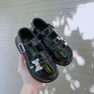 Sz 26-35 Mẫu Mới Giày Búp Bê Đế Đốc Da Bóng Đính Đá Bướm Cho Bé Gái Từ 4 Tuổi K032