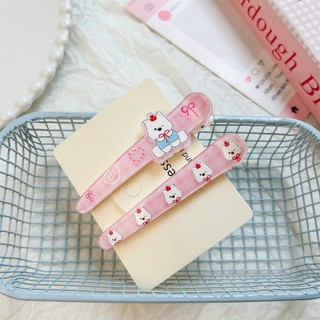 Meowu Set 2 Kẹp Mỏ Vịt Nhọn Cún Trắng Nhựa 2 Lớp Size Lớn