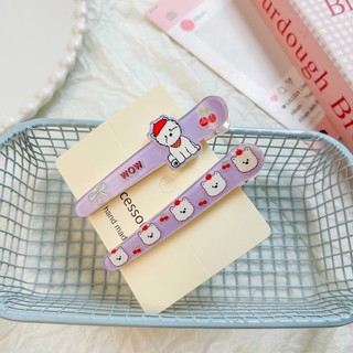 Meowu Set 2 Kẹp Mỏ Vịt Nhọn Cún Trắng Nhựa 2 Lớp Size Lớn