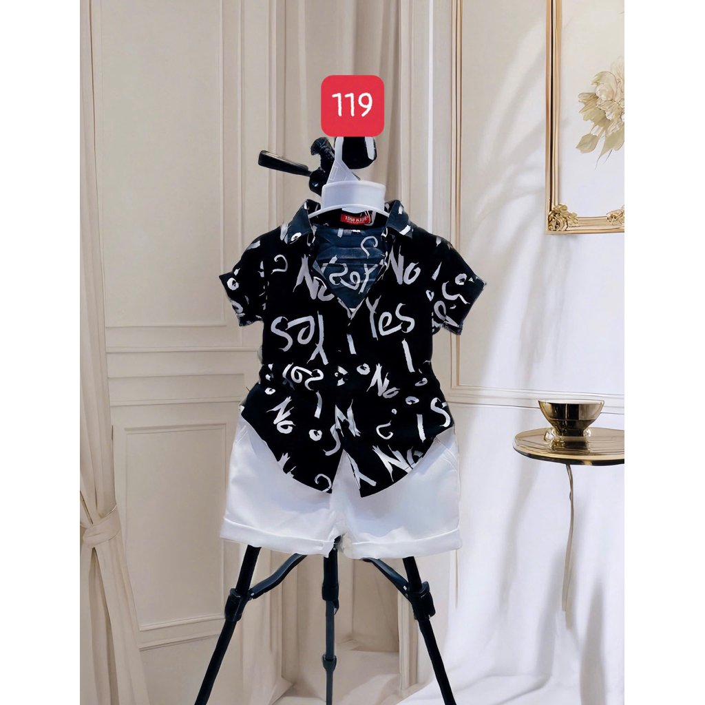 set sơmi hoạ tiết chữ đẹp cho bé trai 10kg-54kg TONIKIDS