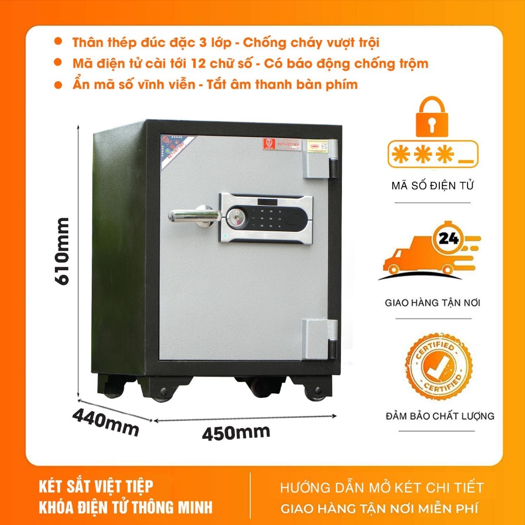 Két sắt Việt Tiệp Chính Hãng KVD48DT Chống Cháy Dùng Trong Gia Đình, Công Ty Chống Cháy Bảo Mật Tốt