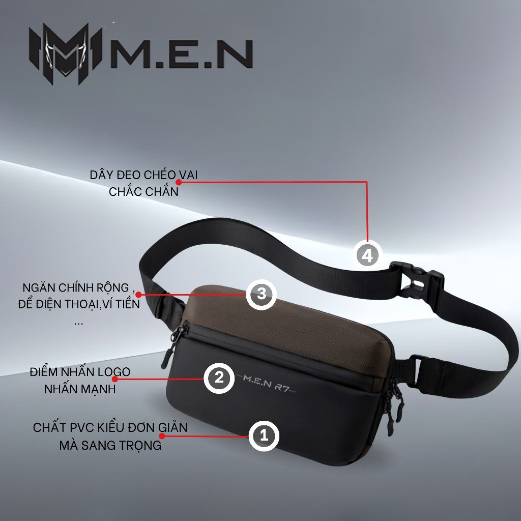 Túi đeo chéo hong phong cách dạo phố we powern 4 màu 7 ngăn trong ngoài thời trang SKU56 GSR [HOT TREND]
