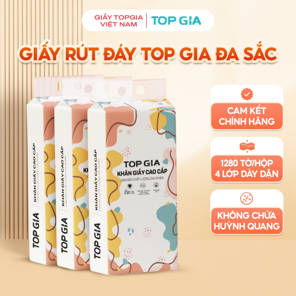 [TẶNG MÓC TREO] Khăn Giấy Vệ Sinh Treo Tường TopGia Đa Sắc – 4 Lớp, 100% Bột Gỗ Nguyên Sinh Tặng Kèm Móc Treo - TOP GIA