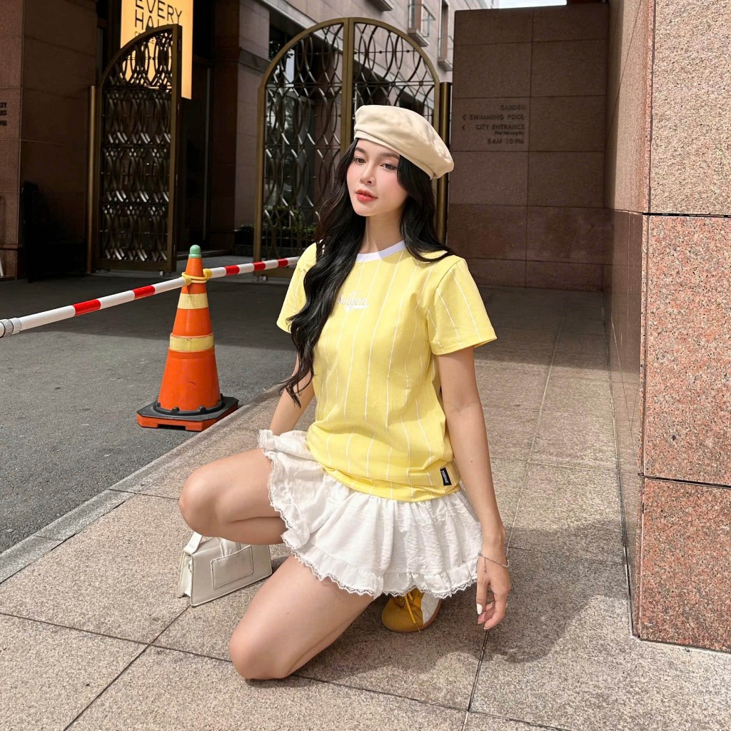 Áo Thun Mirage Phối Sọc Vàng Local Brand Chất 100% Cotton Mềm Mịn Thoáng Mát.