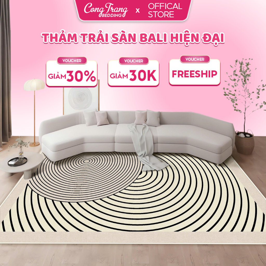 Thảm Trải Sàn Bali Nhiều Phong Cách Trải Phòng Khách, Phòng Ngủ Sang Trọng - Đế Cao Su Chống Trơn