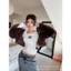 Áo tay dài nữ dáng crop, phong cách retro, ôm body tôn dáng