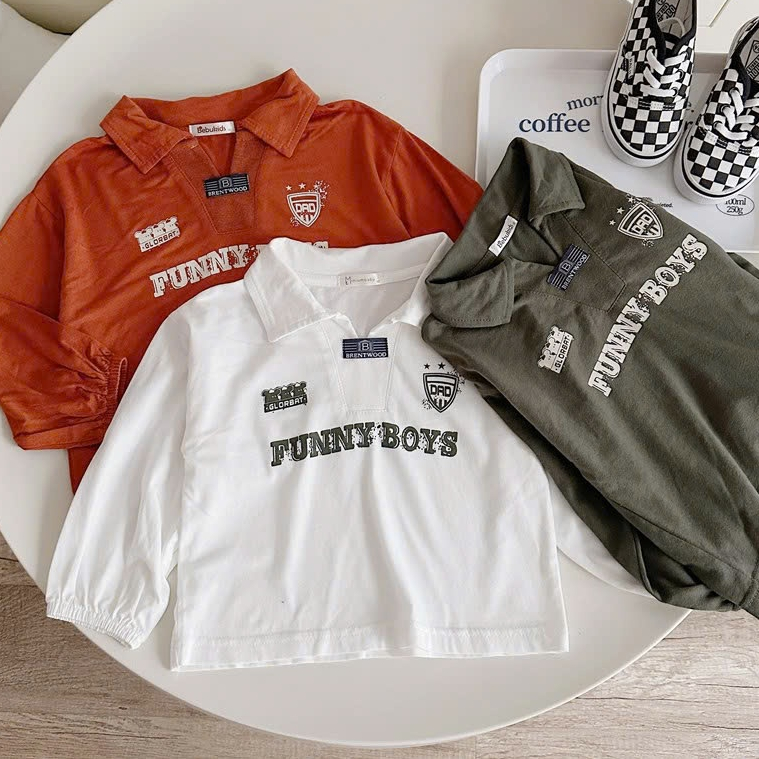 Set bộ polo dài tay bé trai 1-6 tuổi Miniumbaby mix hoạ tiết chữ, chất vải áo cotton mềm mịn SB2516
