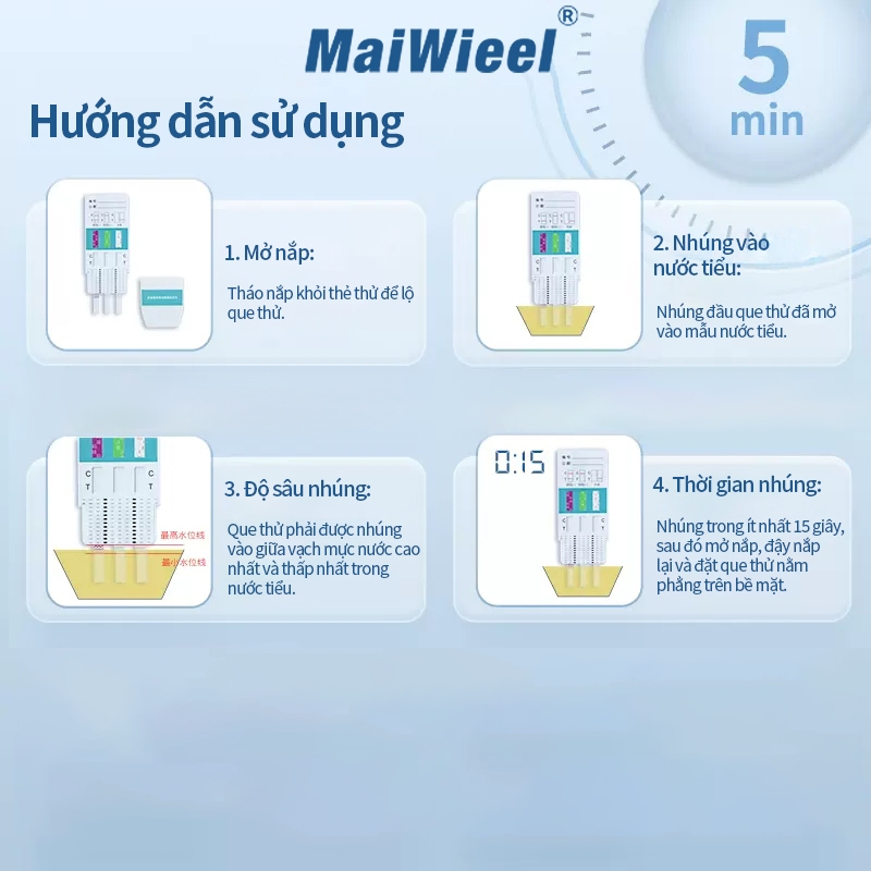 Que Test Nhanh Ma Túy Tổng Hợp 5 Chân MaiWieel MOP MET MDMA THC KET 99% 5 Phút