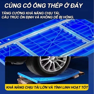 Xe đẩy hàng 4 bánh 300kg nhập khẩu gấp gọn xe kéo hàng xếp gọn bánh cao su Lớp phủ chống gỉ