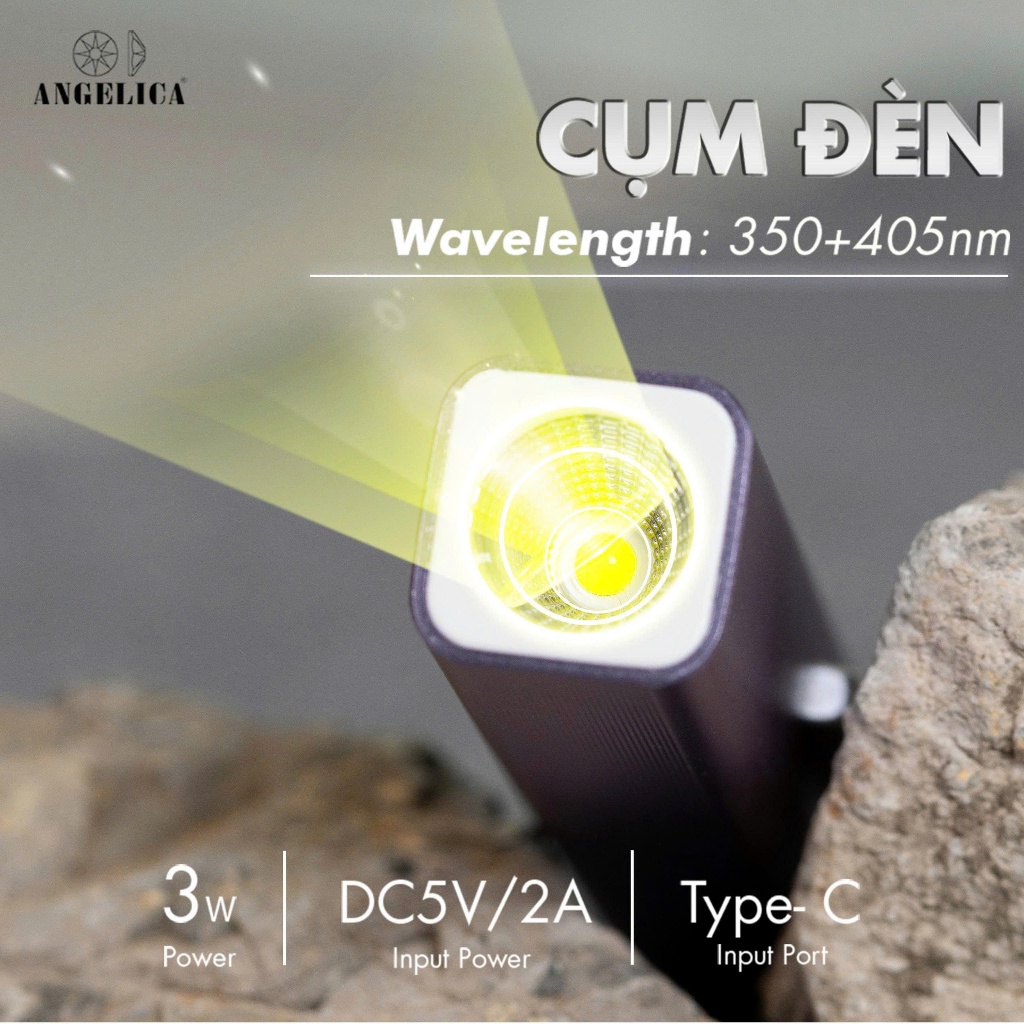 Đèn Hơ Mini Định Hình MOON LIGHT (Có Nam Châm Hơ Mắt Mèo) Chính Hãng ANGELICA - Cụm Đèn Wavelength Ánh Sáng Vàng Dịu mắt