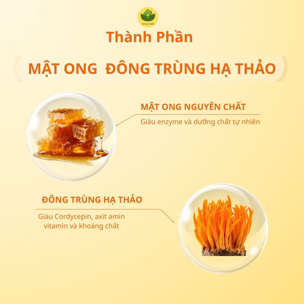 Mật Ong Đông Trùng Hạ Thảo An Lạc - Nguyên Chất, Tăng Đề Kháng, Bồi Bổ Cơ Thể