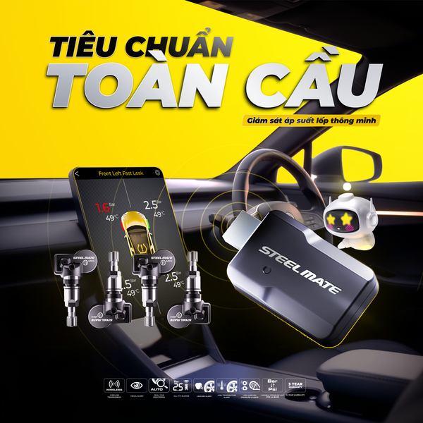 [TPMS] Cảm Biến Áp Suất Lốp STEELMATE TP-MT30 - Ô Tô Van Trong, Tích Hợp Màn Hình Android, Bảo Hành 3 Năm