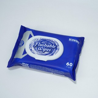 MUA 5 TẶNG 5_Khăn ướt đi toilet xả trong bồn cầu Flushable EcoWipes (5 gói 60 tờ + 5 gói 20 tờ)