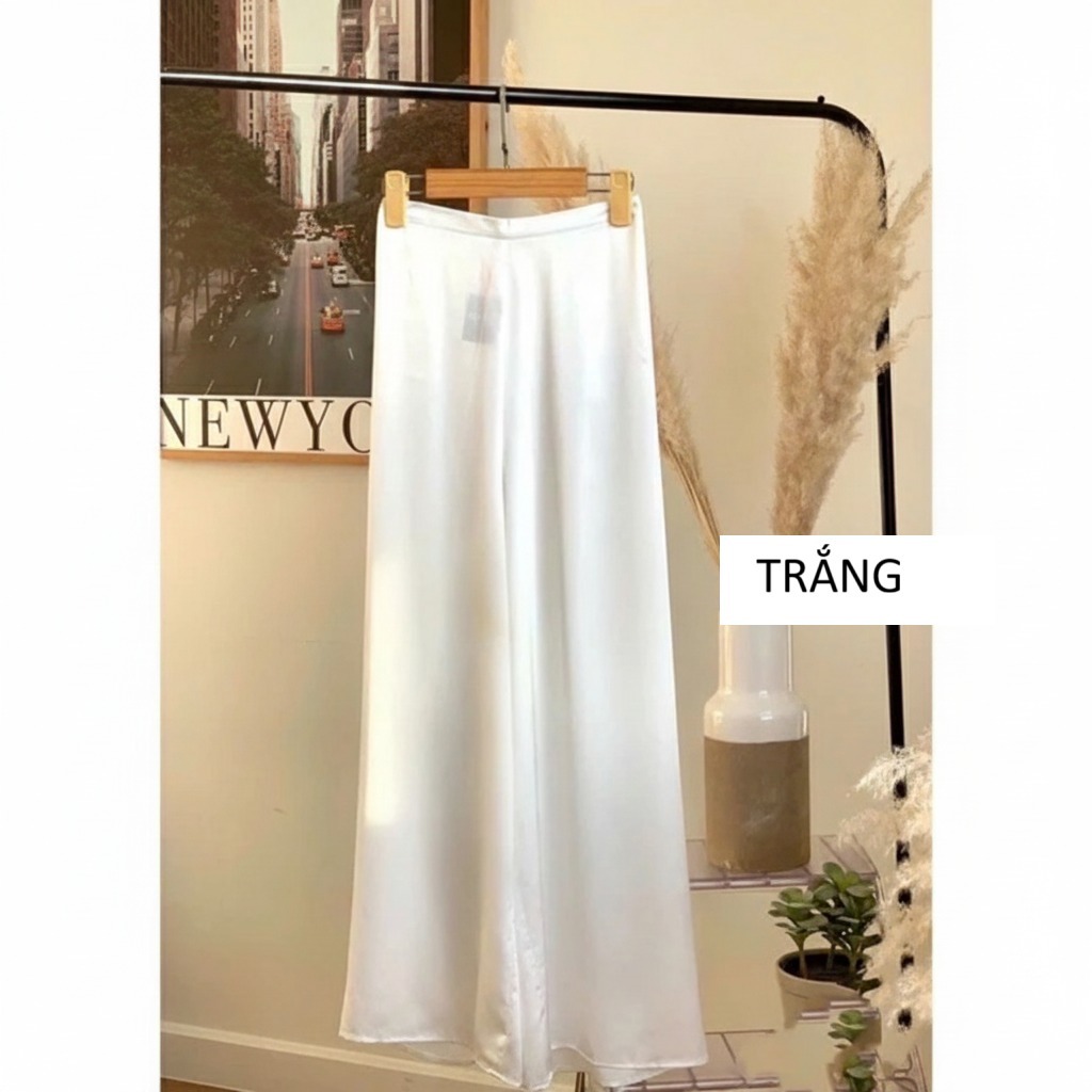 Quần lụa Mỹ ống rộng suông dáng dài cạp chun khóa mặc áo dài cách tân nữ truyền thống dự tiệc cưới lễ tết đẹp  T1452