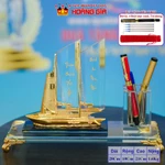 Bộ Cắm Bút Thuyền Buồm Pha Lê Phong Thủy Thuận Buồm Xuôi Gió Hiện Đại, Quà Tặng Doanh Nhân Để Bàn Làm Việc — ảnh 2