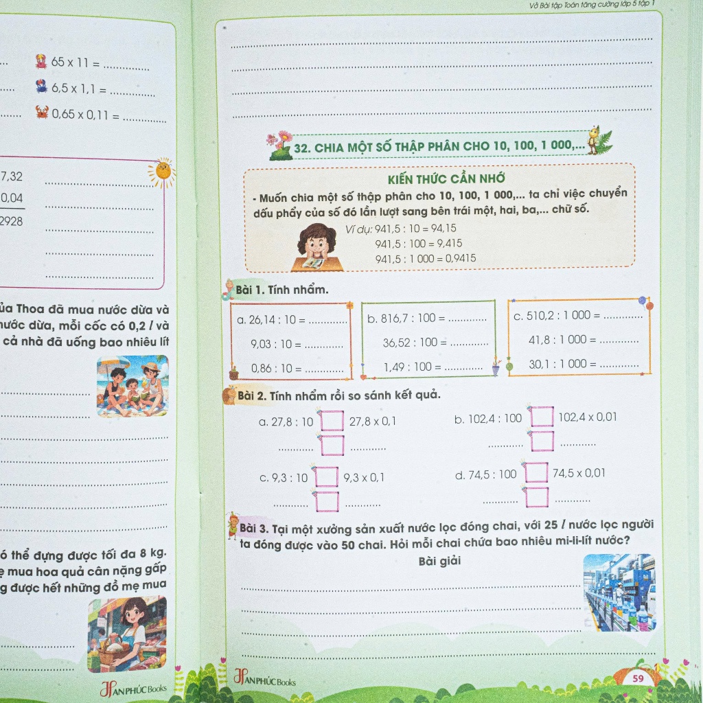 Sách - Vở Bài Tập Toán Tăng Cường Lớp 5 Tập 1 Cánh Diều - Hanphuc