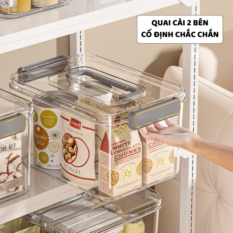 Hộp Nhựa PET Trong Suốt Lưu Trữ Đồ ENODA HOME, Hộp Đựng Đồ Đa Năng 4 Kích Thước Có Nắp Quai Cài Chống Bụi Q520