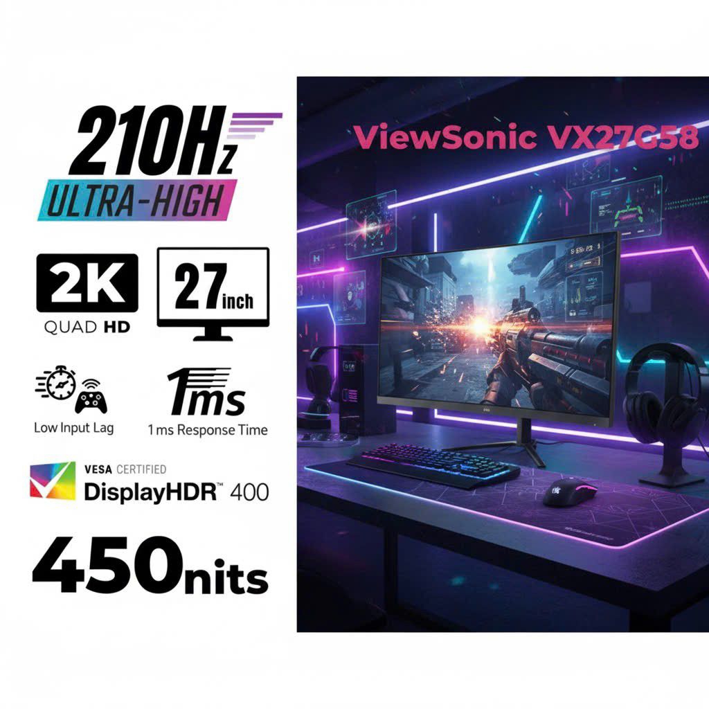 Màn hình Viewsonic VX27G58-2K New 27 inch, FastIPS 200Hz (OC 210Hz ...