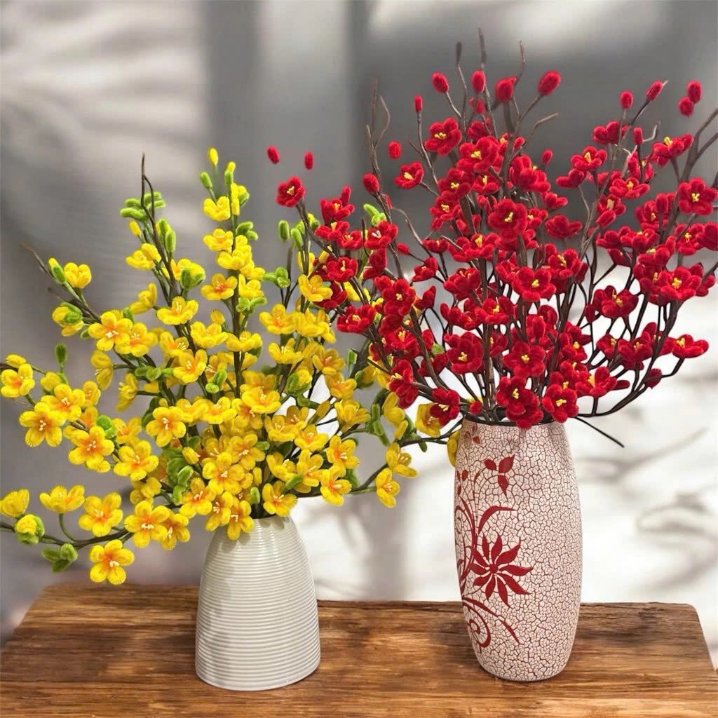 Set Nguyên Liệu Làm 15 Cành Hoa Mai Vàng Bằng Kẽm Nhung Trang Trí Nhà ...