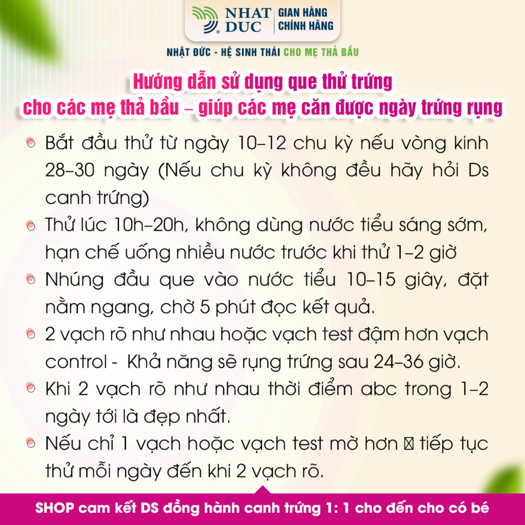 [Combo canh trứng] 10 que thử trứng + 2 que thử thai tặng bảng canh cho mẹ thả bầu- Nhật Đức, bsk, trà OvaQ