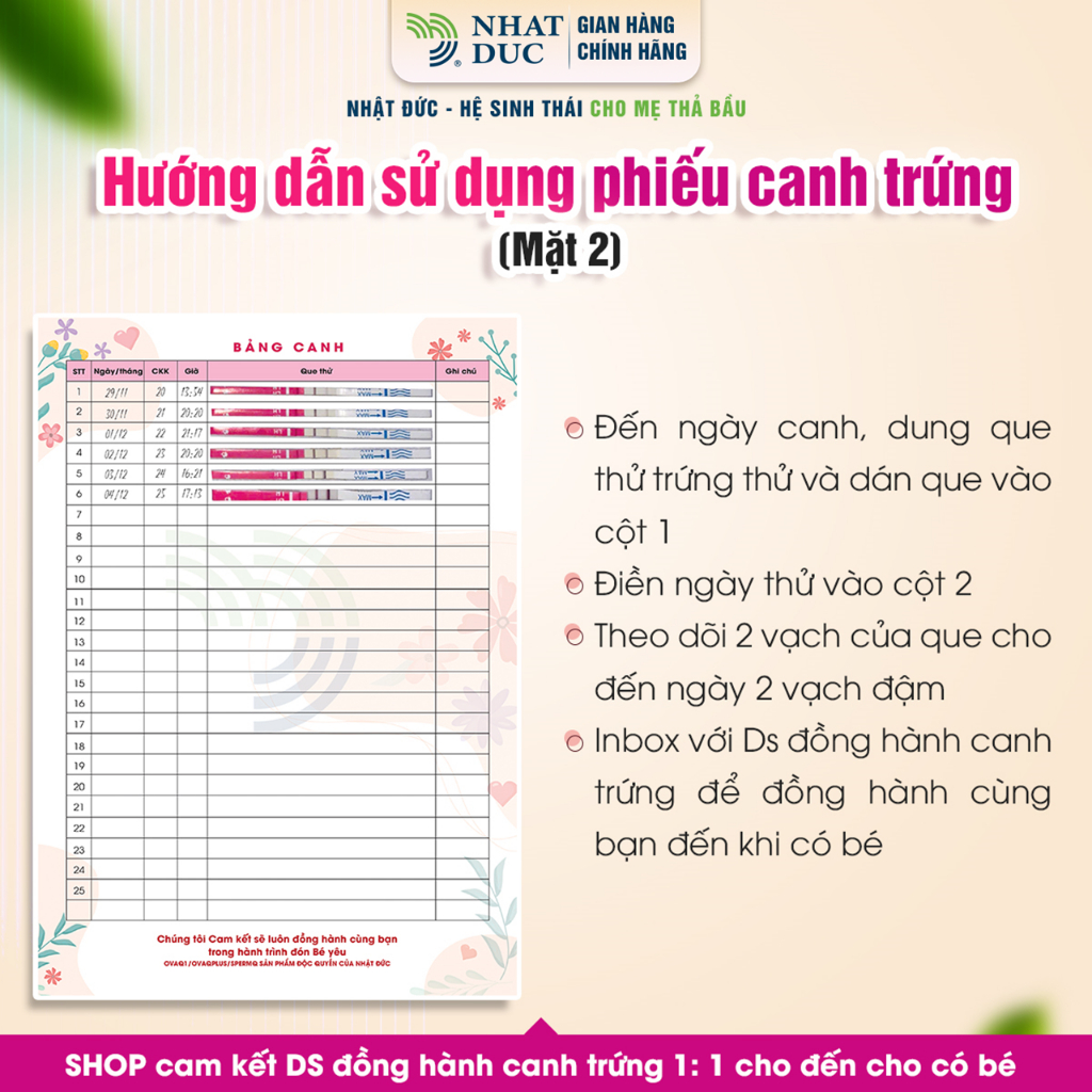 [Combo canh trứng] 10 que thử trứng + 2 que thử thai tặng bảng canh cho mẹ thả bầu- Nhật Đức, bsk, trà OvaQ