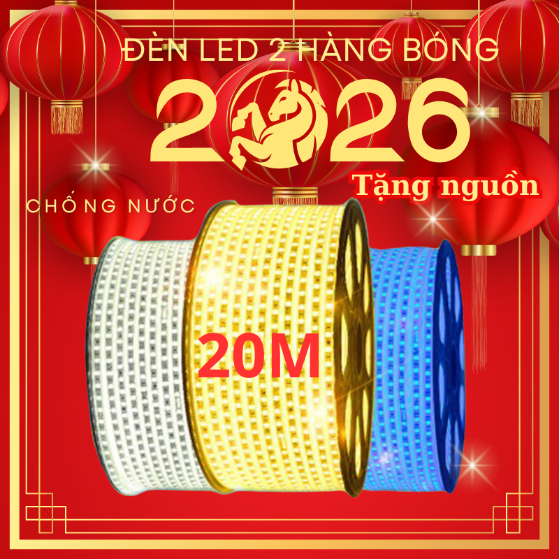 30M Đèn Led Dây 2 Hàng bóng Chống Nước 2835 Dây Led Trang trí Tết Sân Vườn Nhà Cửa Quấn Cây
