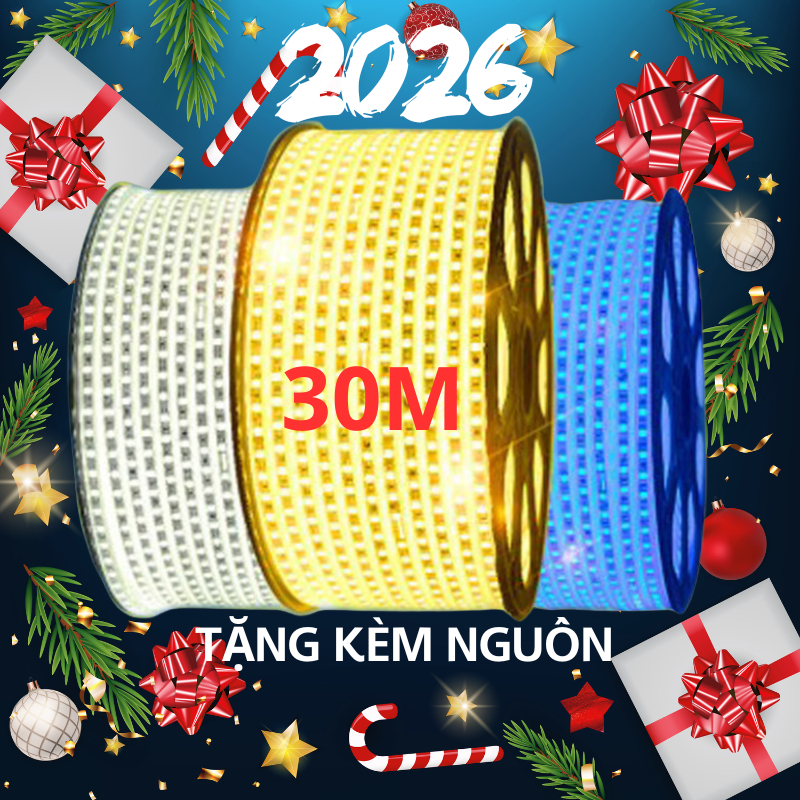 30M Đèn Led Dây 2 Hàng bóng Chống Nước 2835 Dây Led Trang trí Tết Sân Vườn Nhà Cửa Quấn Cây