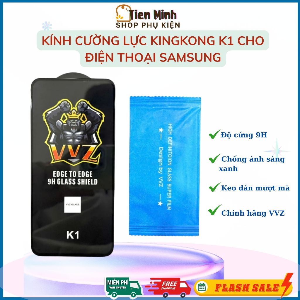 Kính Cường Lực Chính Hãng VVZ-K1  Samsung A16 A06 A05 A13 A23 A33 A15 A25 A35 A55 A14 A24 A34 A54