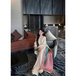 Set áo dài 4 tà siêu hot phối màu đẹp đỉnh hàng loại 1 cao cấp dành cho chị em mặc đi chúc tết sang - Baotrang.clothes