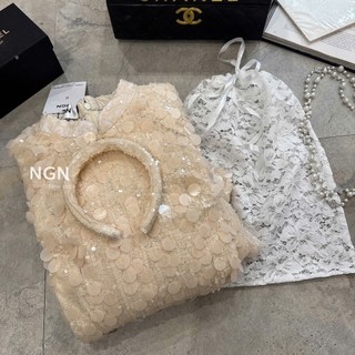 Set áo dài kim sa cao cấp tặng kèm bờm xinh dành cho chị em diện phố màu be nhẹ nhàng tiểu thư tôn da - Baotrang.clothes