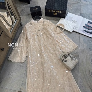 Set áo dài kim sa cao cấp tặng kèm bờm xinh dành cho chị em diện phố màu be nhẹ nhàng tiểu thư tôn da - Baotrang.clothes