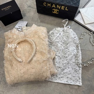 Set áo dài kim sa cao cấp tặng kèm bờm xinh dành cho chị em diện phố màu be nhẹ nhàng tiểu thư tôn da - Baotrang.clothes