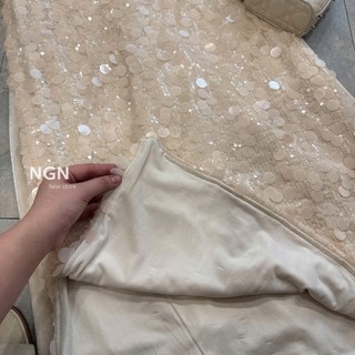 Set áo dài kim sa cao cấp tặng kèm bờm xinh dành cho chị em diện phố màu be nhẹ nhàng tiểu thư tôn da - Baotrang.clothes