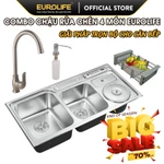 Gía shock cuối năm. Combo chậu rửa chén Inox Eurolife, 4 món đầy đủ cho nhà bếp.(COMBO C4 + T030 + C11 + RTM46) — ảnh 1