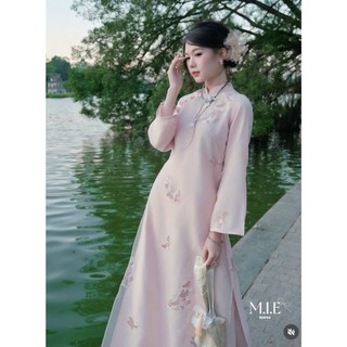 Set áo dài cao cấp chất liệu mềm mại thêu tinh tế nhẹ nhàng mà nổi bật tiểu thư công chúa xinh sang - Baotrang.clothes