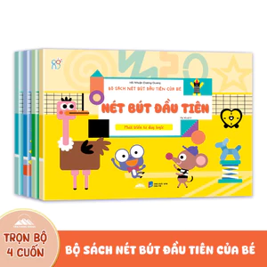 Sách - Nét Bút Đầu Tiên Của Bé - Bộ 4 Cuốn - Nét Bút Đầu Tiên, Mê Cung, Bé Học Chữ Số, Bé Học Tiếng Anh