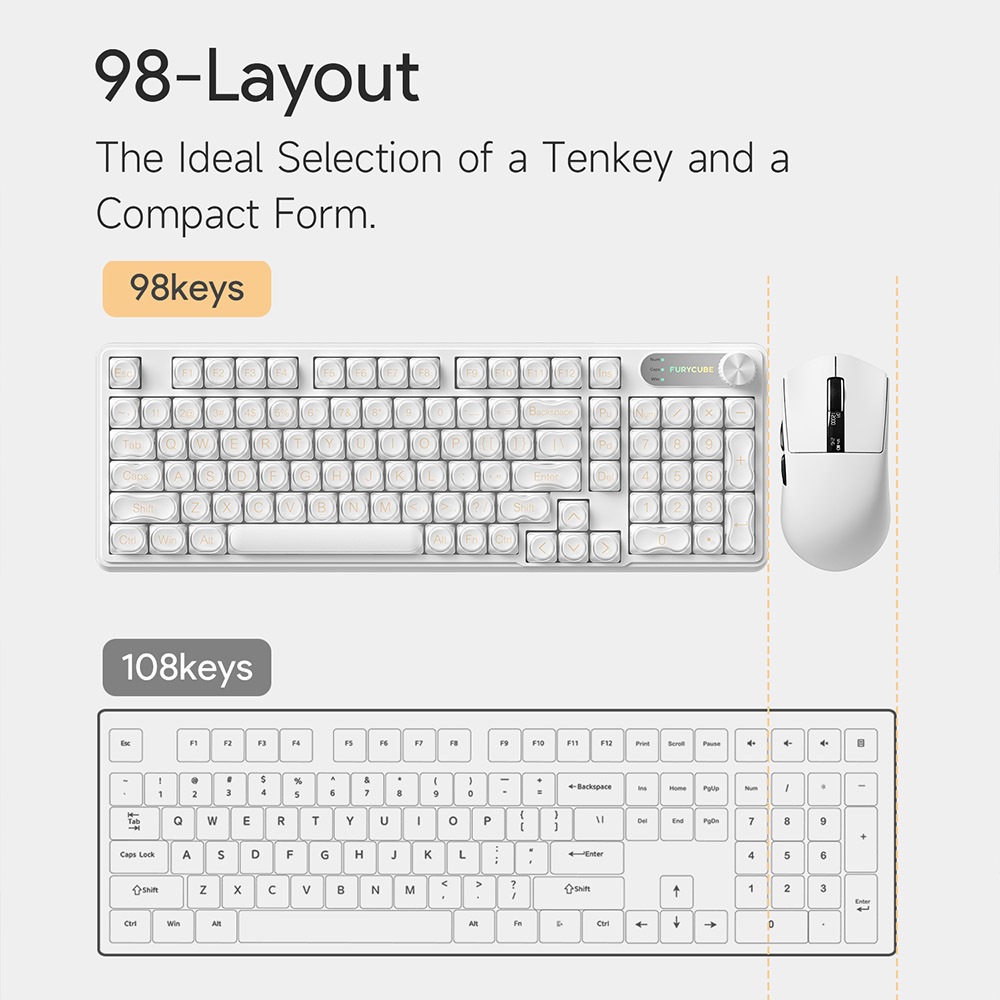 Bàn Phím Có Dây FURYCUBE IP98, LED RGB Keyboard, Gõ Êm Chống Ồn Cho Win/ MacOS, Văn Phòng Có / Game | BigBuy360 - bigbuy360.vn