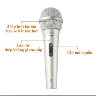 Mic Hát karaoke Gia Đình Xingma Ak-319 Âm Thanh Trong Trẻo, Màng Lọc Tạp Âm, dây 3m, Chân 6.5mm