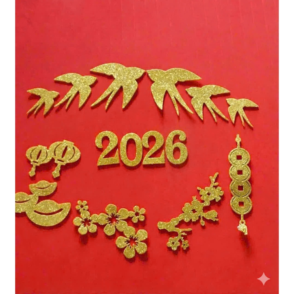 Chữ Kim Tuyến Vàng Nhũ 2026 Trang Trí Tết ✨