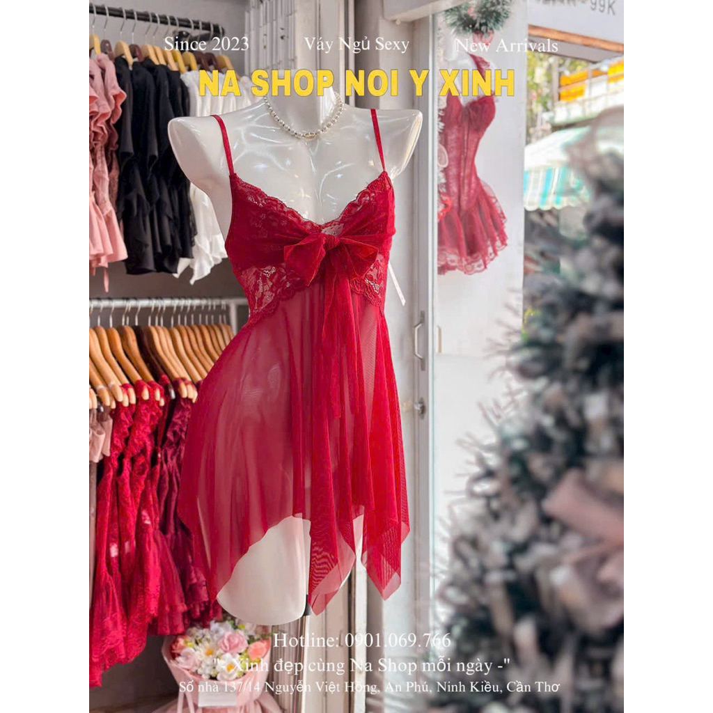 Hàng QC loại 1 Tặng quần chip Váy ngủ 2 dây váy ngủ sexy xuyên thấu quyên rũ gợi cảm HV348-1268